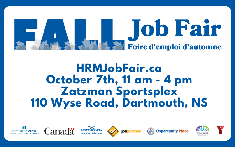 Fall Job Fair October 7, 2025, 110 Wyse Road, Dartmouth. LOGO.