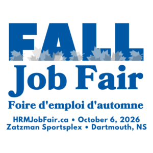 Text in dark blue lettering reads Fall Job Fair, October 6, 2026, Zatzman Sportsplex, Dartmouth NS